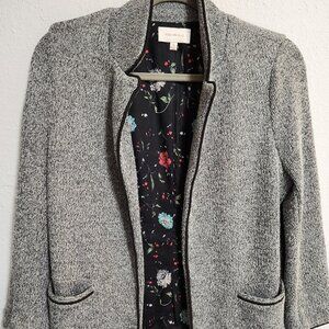 Skies Are Blue Alanna Textured Knit Blazer Heather Grey Black Floral Lining Medi